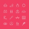 Womens clothes vector icons set. Cloth, girls and