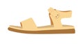 Womens comfortable casual sandal on flat sole isolated illustration