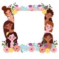 Womens Day beauty group female flowers frame decoration banner