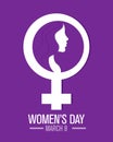 Womens Day Card. Profile face inside the woman symbol
