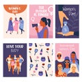 Womens day festive colourful cards collection