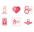 womens day icon collection 8 march heart flowers gender female symbol Royalty Free Stock Photo