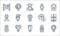 Womens day line icons. linear set. quality vector line set such as world, rose, eight, speech, hearts, ribbon, briefcase, mirror