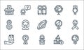 Womens day line icons. linear set. quality vector line set such as world, speech, gift, building, award, eight, woman, mirror,