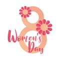 womens day 8 march flowers decoration card white background