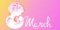 womens day 8 march holiday celebration banner flyer or greeting card with flowers in mothr with daughter shape Royalty Free Stock Photo