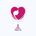 Womens Day poster design, Heart shape with girl face