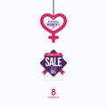 Womens Day sale hanging labels March 8th banner design Royalty Free Stock Photo
