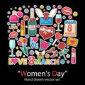Womens day set.Fashion patch badges collection. Royalty Free Stock Photo