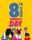 Womens Day 8th March poster of diverse girls