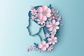 Womens Day 8th march woman head paper cut card Happy Mothers Day card Happy Womens Day illustration Royalty Free Stock Photo