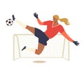 Womens European football, soccer player flat vector illustration.