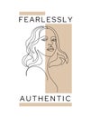 Womens Fearlessly Authentic Ivory Cream T-Shirt