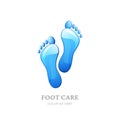 Womens foot care logo, label design. Female sole with clean water texture.