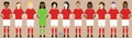 Womens football soccer team in red Royalty Free Stock Photo