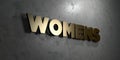 Womens - Gold sign mounted on glossy marble wall - 3D rendered royalty free stock illustration