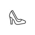 Womens heel shoe line icon. Ladies accessory, female wardrobe casual stuff. Vector isolated