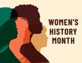 Womens History Month. Women`s day. Poster with different women. 8 march
