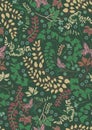 FLORAL BOTANICAL FOLIAGE BUTTERFLY SEAMLESS PRINT PATTERN Royalty Free Stock Photo