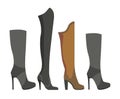 Womens leather and suede boots on high heels