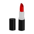 Womens lipstick product. Fashion accessory illustration in trendy red colors for beauty salon, shop, blog print