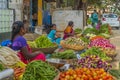 Womens on the local Indian vegetable market, selected focus