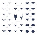 Womens panties. vector collection of lingerie, string, panty Royalty Free Stock Photo