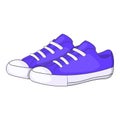 Womens purple sneakers icon, cartoon style