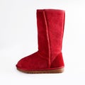 Womens red Sheepskin boots on white