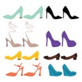 Collection Of Fashionable Women's Shoes Vector Illustration Royalty Free Stock Photo