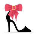 Womens Shoe with High Stiletto Heel and Bow Vector