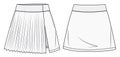 Women Skirt fashion flat drawing template. Girls short Skirt fashion sketch template.