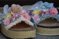 Womens Summer-shoes with artificial Flowers