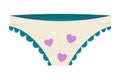 Womens underwear with hearts isolated on a white background. An item from the Valentines Day set. Vector illustration