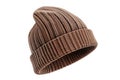 Brown Knitted Hat on White Background