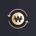 Won exchange vector icon, korean currency Royalty Free Stock Photo