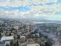 Wondeful panoramic view of the beautiful bosphor bridge connecting Asia side to the European one Royalty Free Stock Photo