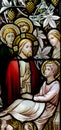 Wonder of Jesus: curing a sick man in stained glass Royalty Free Stock Photo