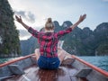 Wonder travel woman exploring wild nature of Khao Sok National Park