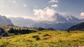 Wonderfu Alpine countryside in sunny day, Awesome alpine highlands in summer. Amazing Nature Scenery in Dolomites Alps. Beautiful Royalty Free Stock Photo