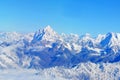 Wonderful aerial views in Nepal fly over to mountain Everest Himalaya