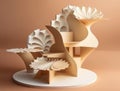 wonderful arrangement of flounces in an intricate motif. Podium, empty showcase for packaging product presentation, AI