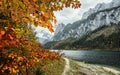 Wonderful Autumn Landscape. Mountain Lake Gosausee Royalty Free Stock Photo