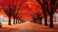 a wonderful autumn leaves landscape within a large park, AI-generated