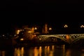 A wonderful autumn night in Seville, on the Guadalquivir river Royalty Free Stock Photo