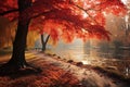 Wonderful autumn, landscape in large park