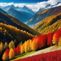 Wonderful autumnal vistas in the Incredibly beautiful natural Alps are a sight to behold in the with their vibrant displays