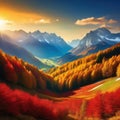 Wonderful autumnal vistas in the Incredibly beautiful natural Alps are a sight to behold in the with their vibrant displays