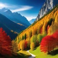 Wonderful autumnal vistas in the Incredibly beautiful natural Alps are a sight to behold in the with their vibrant displays