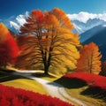 Wonderful autumnal vistas in the Incredibly beautiful natural Alps are a sight to behold in the with their vibrant displays